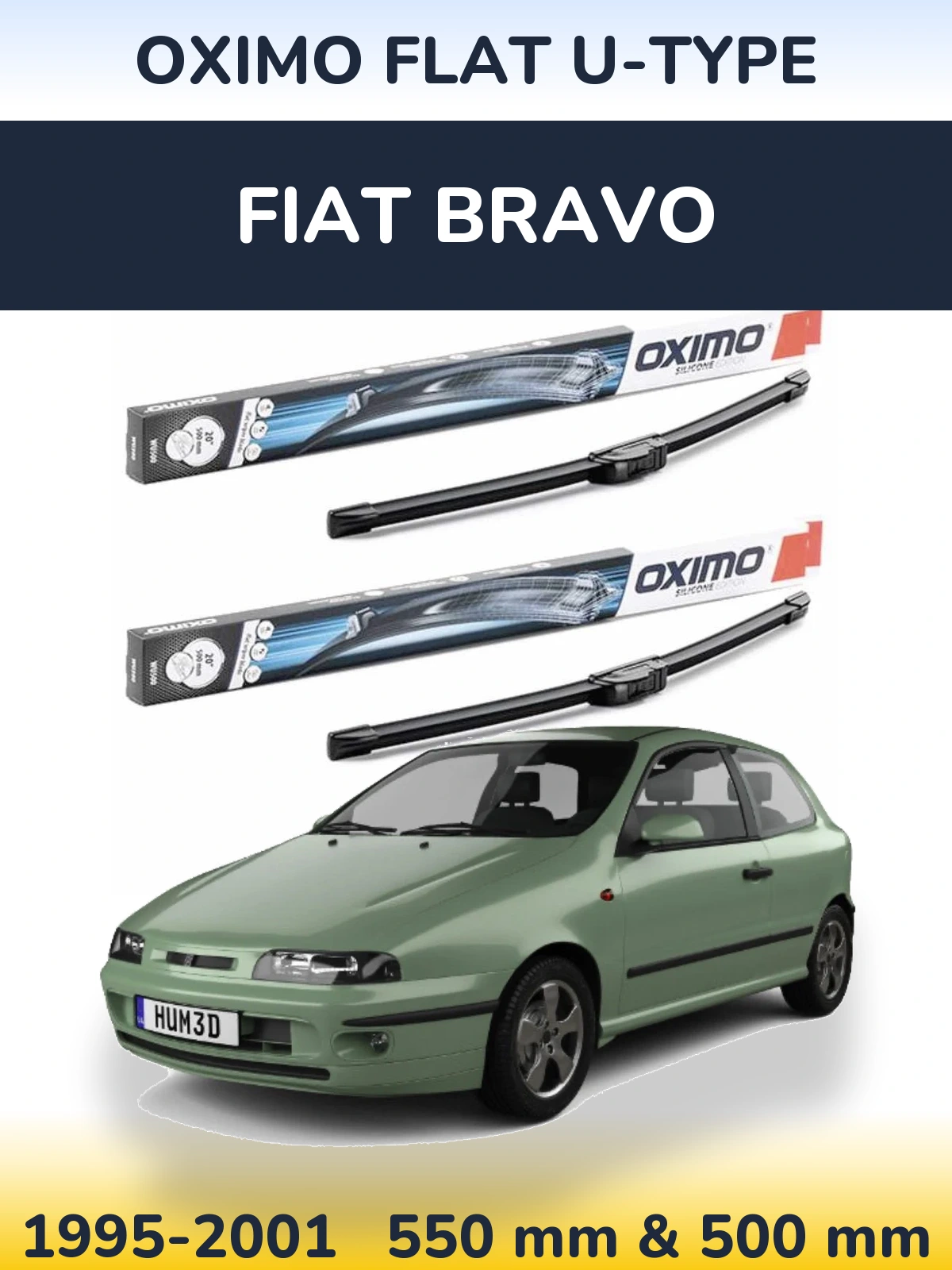 Комплект передніх щіток Oximo Flat U-type 550 & 500 мм для Fiat Bravo 1995-2001