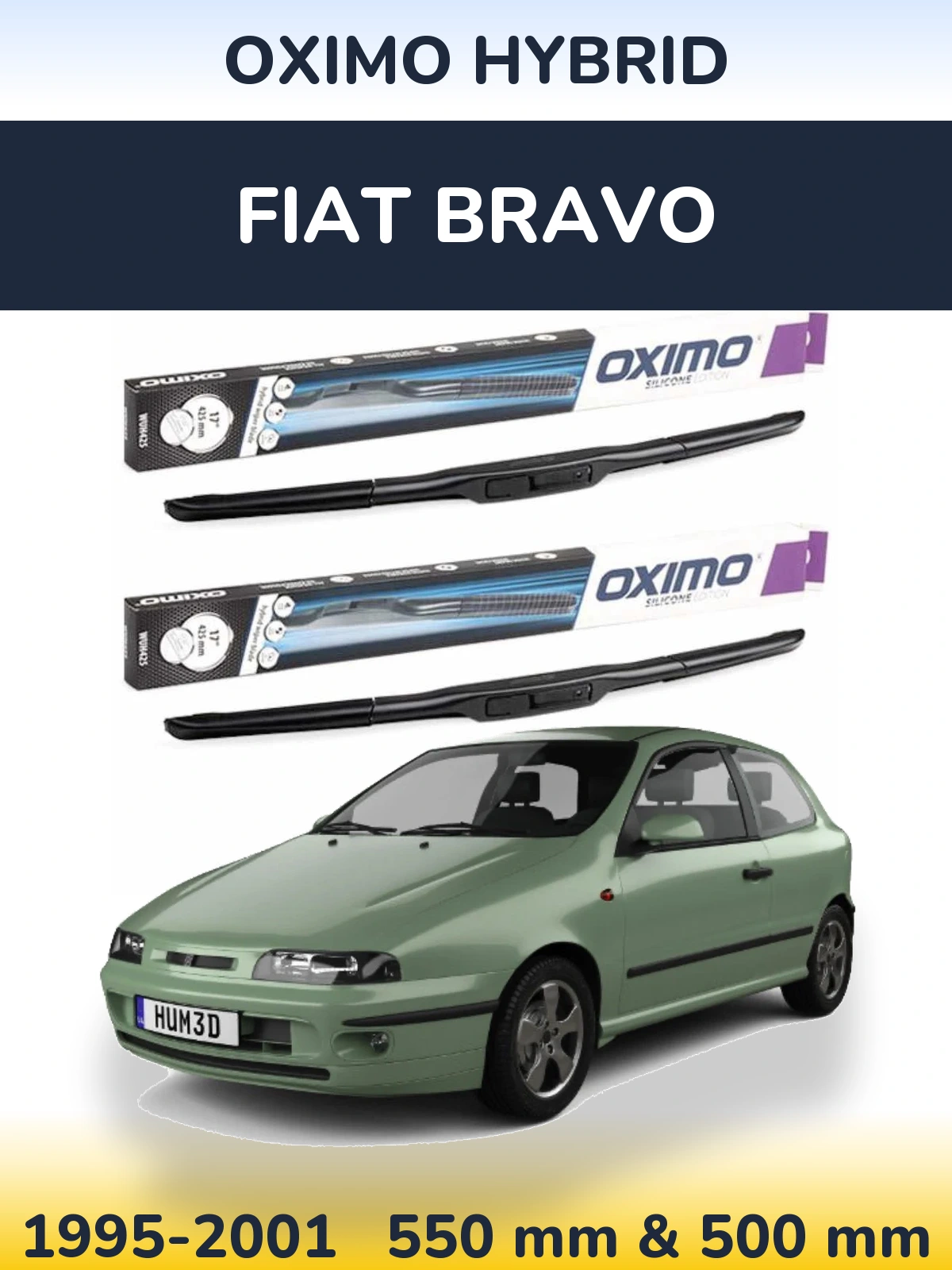Komplet przednich wycieraczek Oximo Hybrid 550 & 500 mm do Fiat Bravo 1995-2001