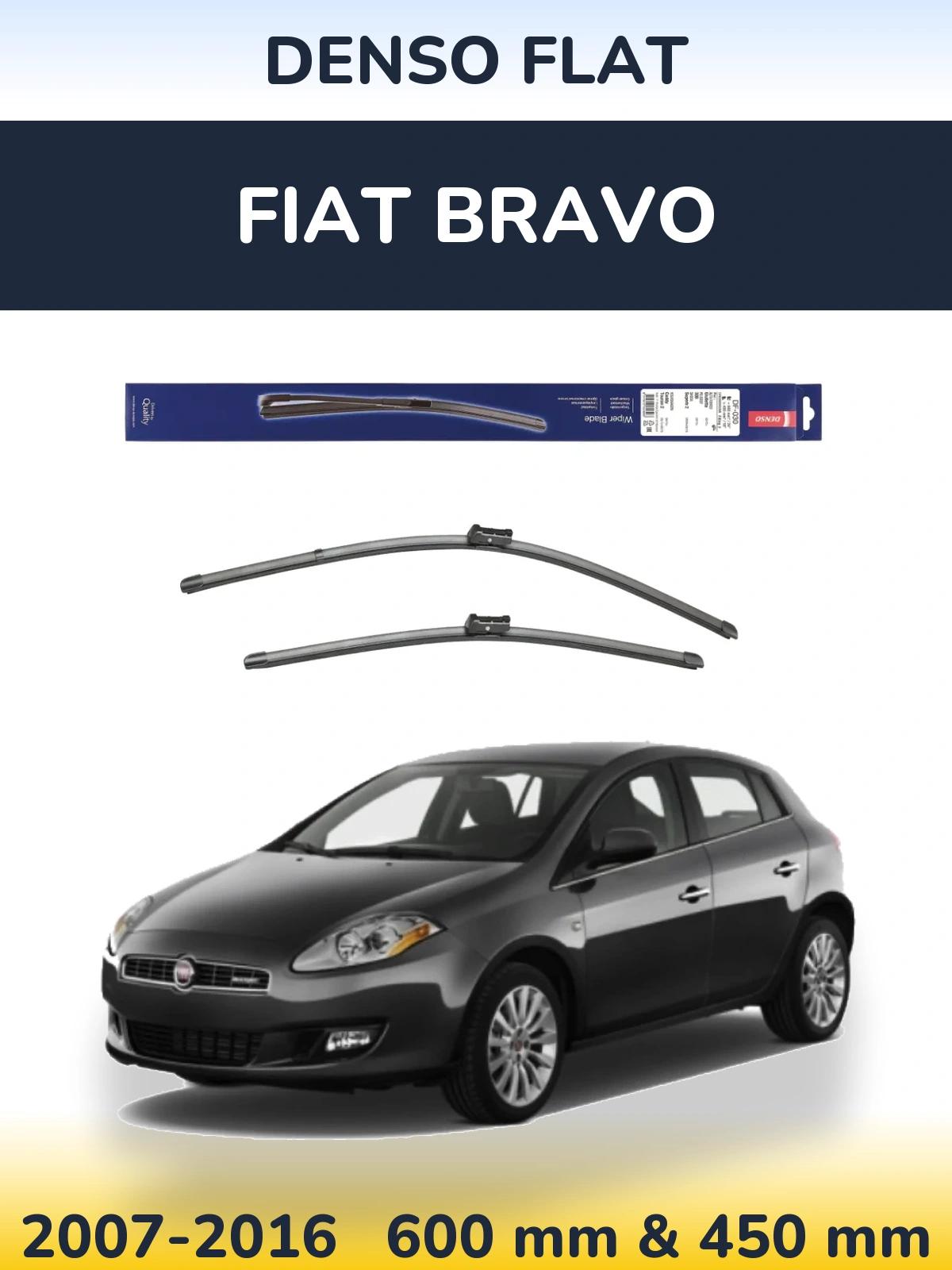 Комплект передніх щіток Denso Flat 600 & 450 мм для Fiat Bravo 2007-2016