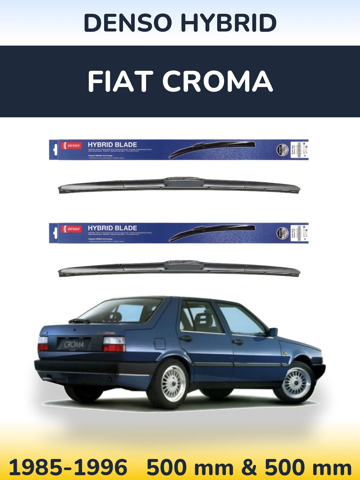 Комплект передних дворников Denso Hybrid 500 & 500 мм для Fiat Croma 1985-1996