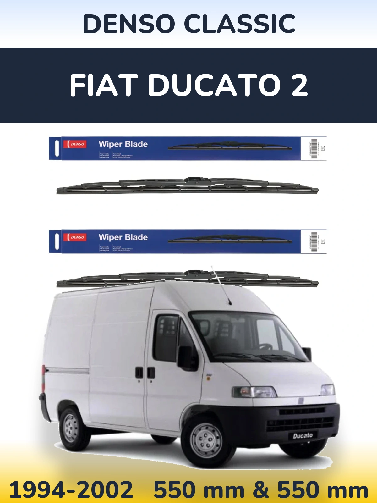 Комплект передних дворников Denso Classic 550 & 550 мм для Fiat Ducato 2 1994-2002