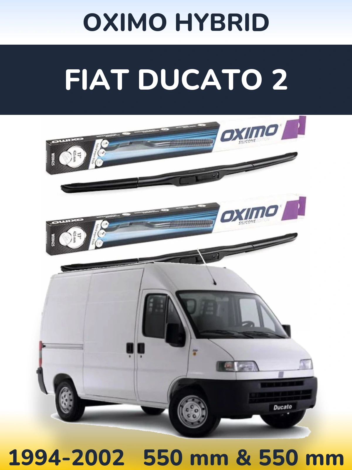 Комплект передних дворников Oximo Hybrid 550 & 550 мм для Fiat Ducato 2 1994-2002