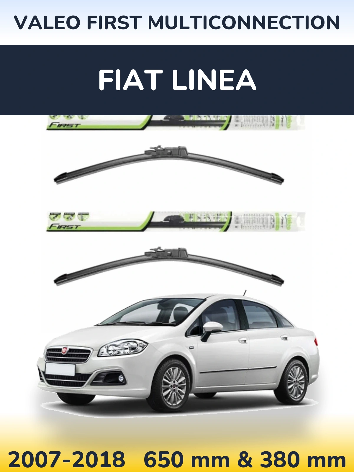 Комплект передніх щіток Valeo First MultiConnection 650 & 380 мм для Fiat Linea 2007-2018