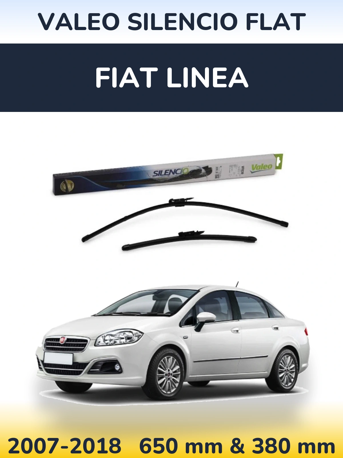 Комплект передніх щіток Valeo Silencio Flat 650 & 380 мм для Fiat Linea 2007-2018