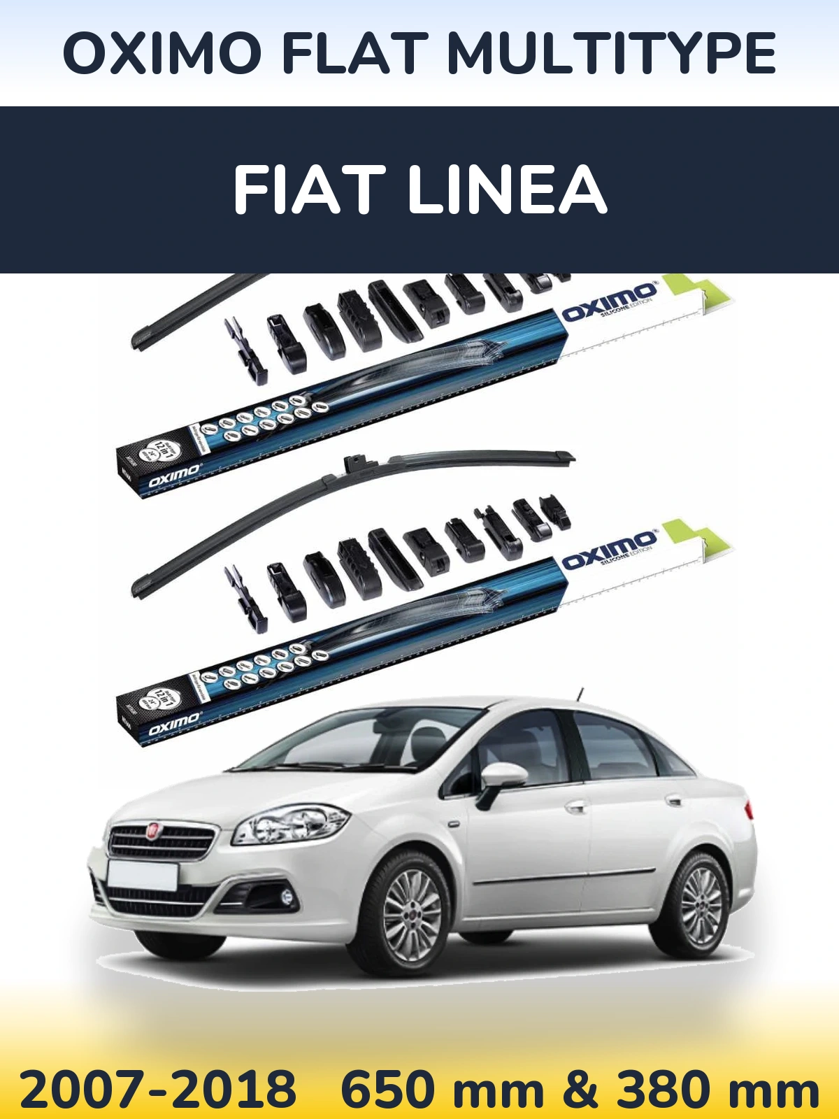 Комплект передніх щіток Oximo Flat MultiТипe 650 & 380 мм для Fiat Linea 2007-2018