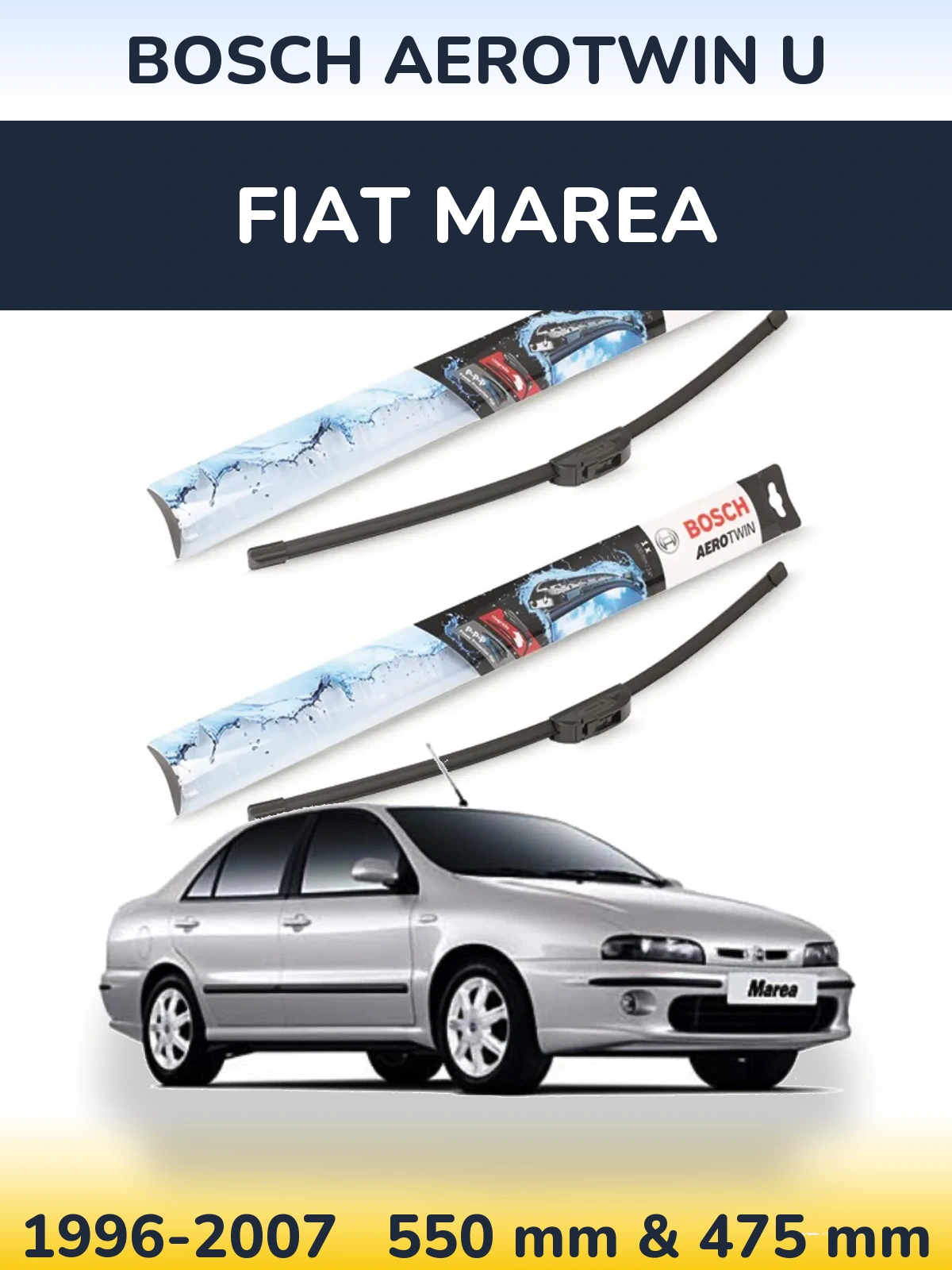 Комплект передних дворников BOSCH AeroTwin U 550 & 475 мм для Fiat Marea 1996-2007