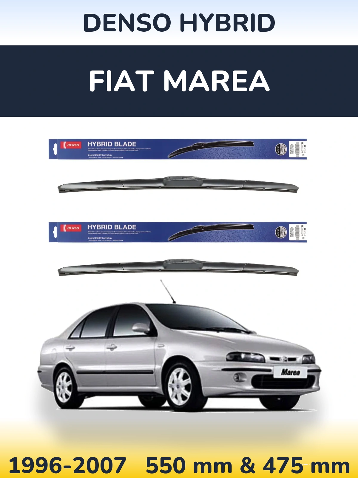 Комплект передніх щіток Denso Hybrid 550 & 475 мм для Fiat Marea 1996-2007