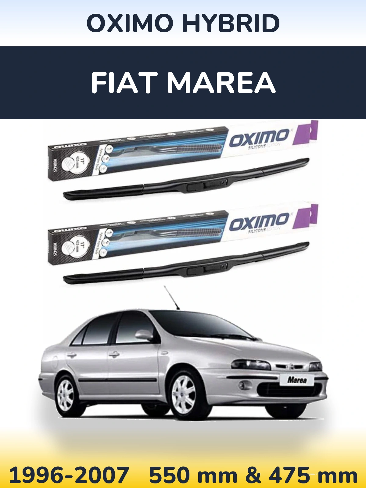 Комплект передних дворников Oximo Hybrid 550 & 475 мм для Fiat Marea 1996-2007