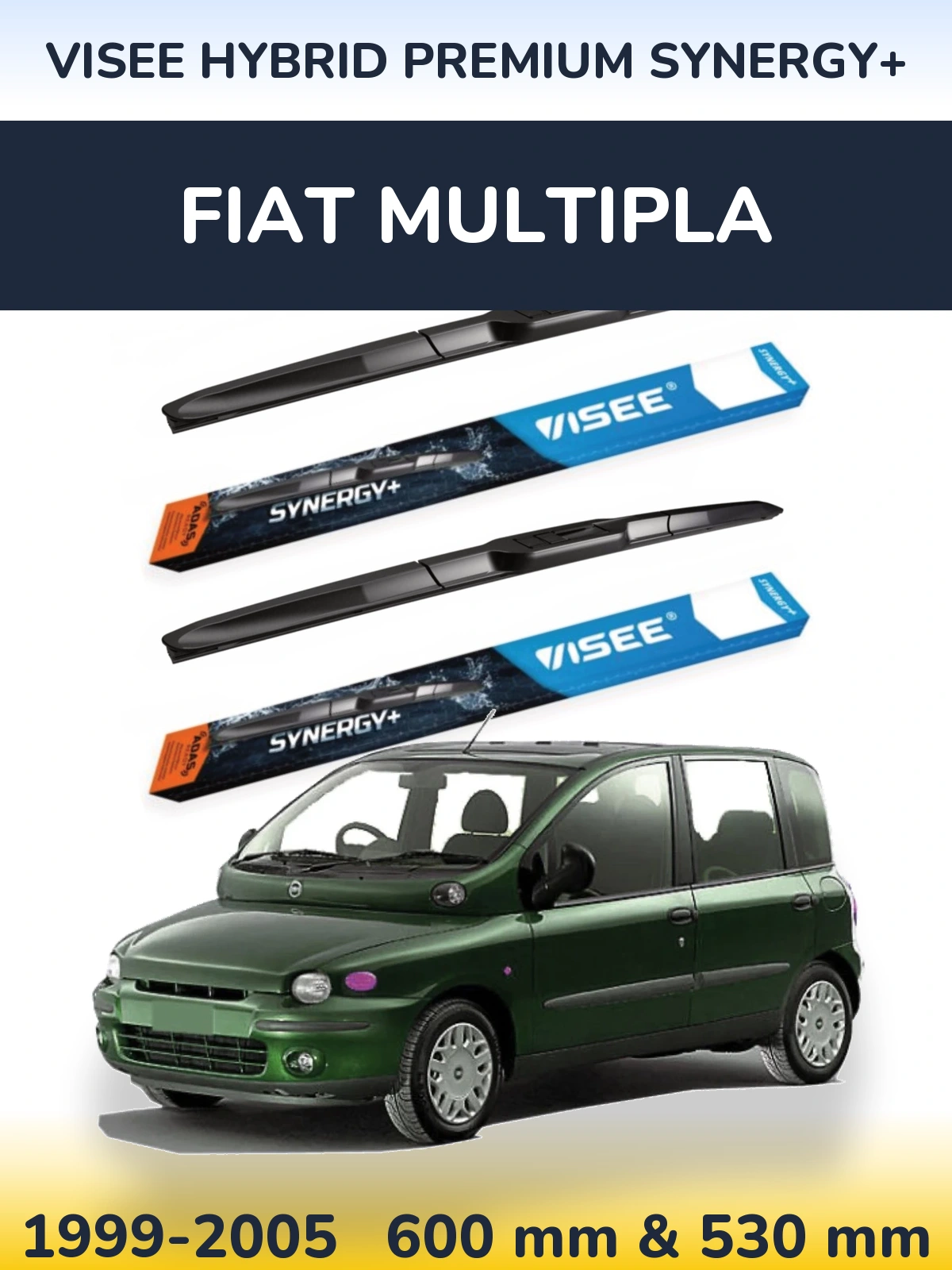 Комплект передних дворников VISEE HYBRID PREMIUM SYNERGY+ 600 & 530 мм для Fiat Multipla 1999-2005