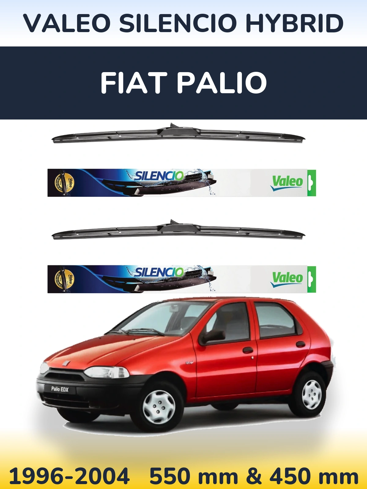 Комплект передніх щіток Valeo Silencio Hybrid 550 & 450 мм для Fiat Palio 1996-2004