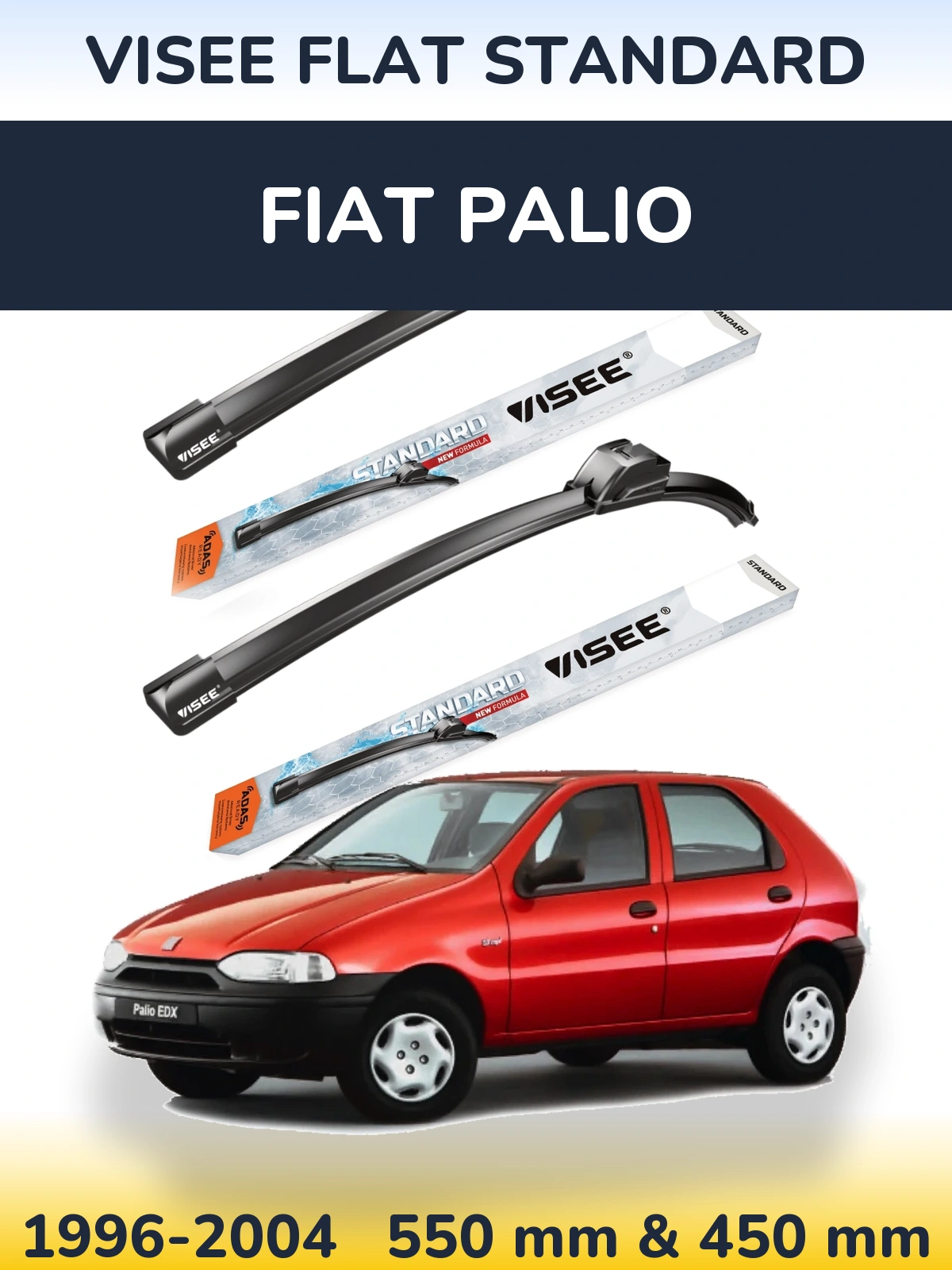 Комплект передних дворников VISEE FLAT STANDARD 550 & 450 мм для Fiat Palio 1996-2004