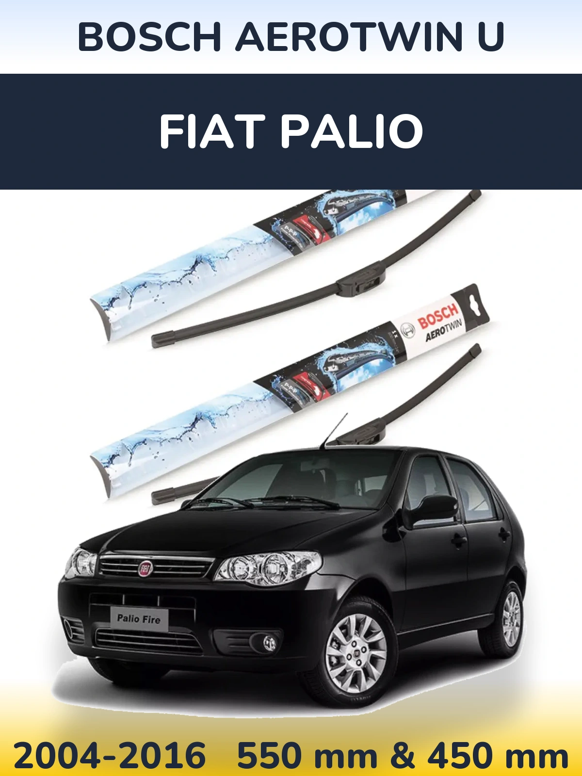 Комплект передних дворников BOSCH AeroTwin U 550 & 450 мм для Fiat Palio 2004-2016