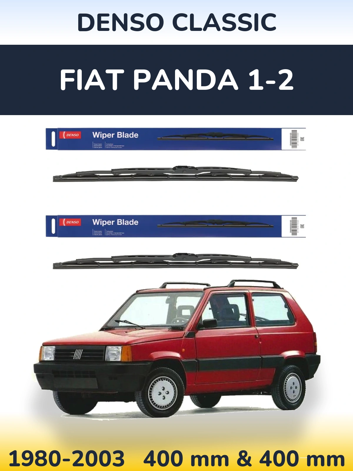 Комплект передних дворников Denso Classic 400 & 400 мм для Fiat Panda 1-2 1980-2003