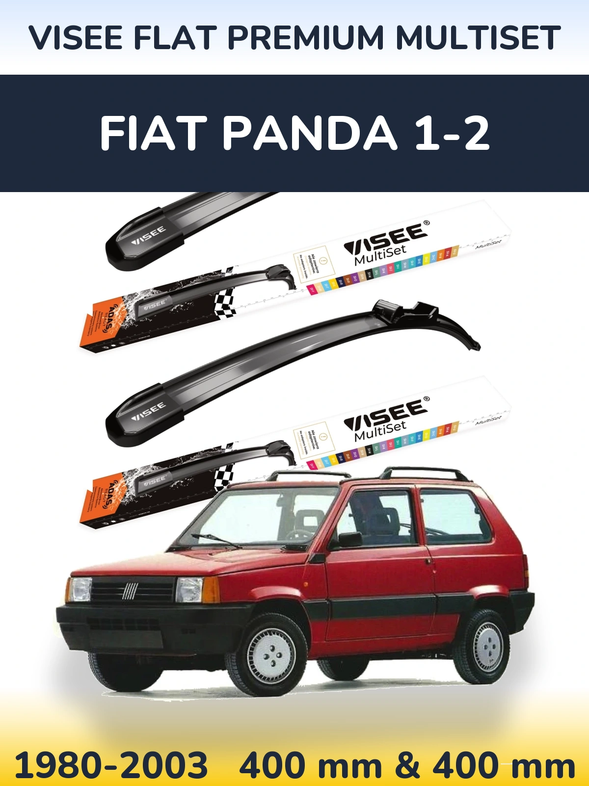Комплект передніх щіток VISEE FLAT PREMIUM MultiSet 400 & 400 мм для Fiat Panda 1-2 1980-2003