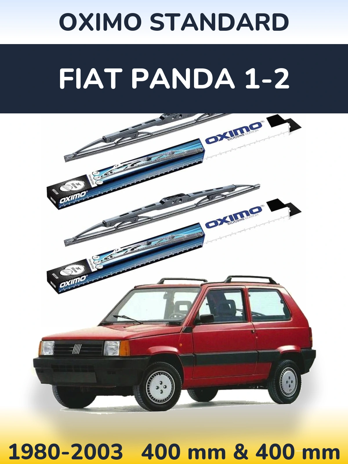 Front wiper blade set Oximo Standard 400 & 400 mm for Fiat Panda 1-2 1980-2003
