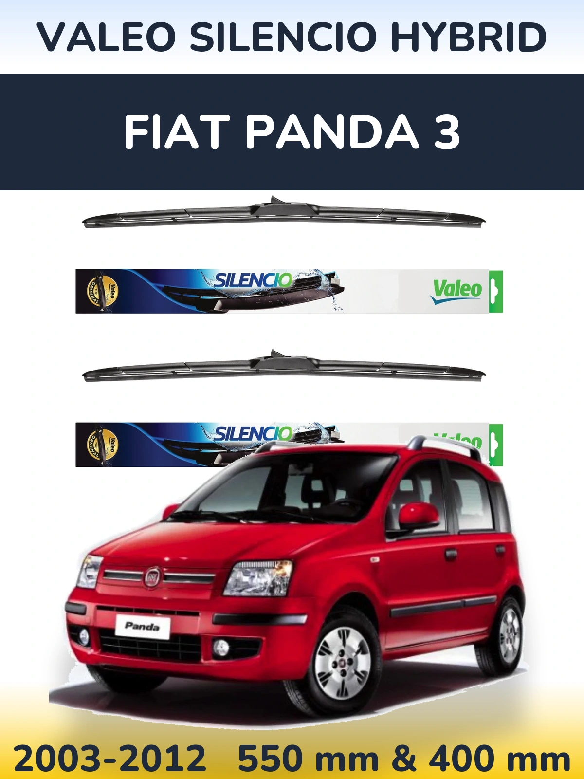 Комплект передних дворников Valeo Silencio Hybrid 550 & 400 мм для Fiat Panda 3 2003-2012
