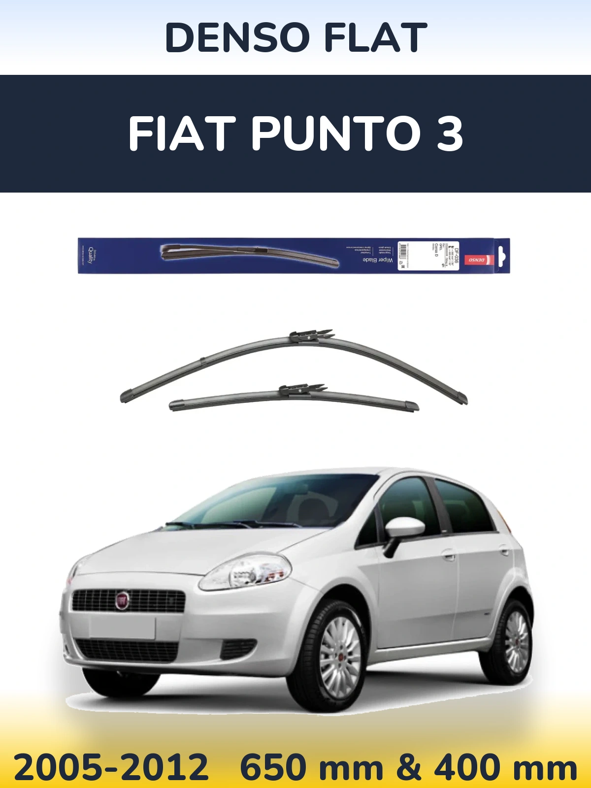 Комплект передних дворников Denso Flat 650 & 400 мм для Fiat Punto 3 2005-2012