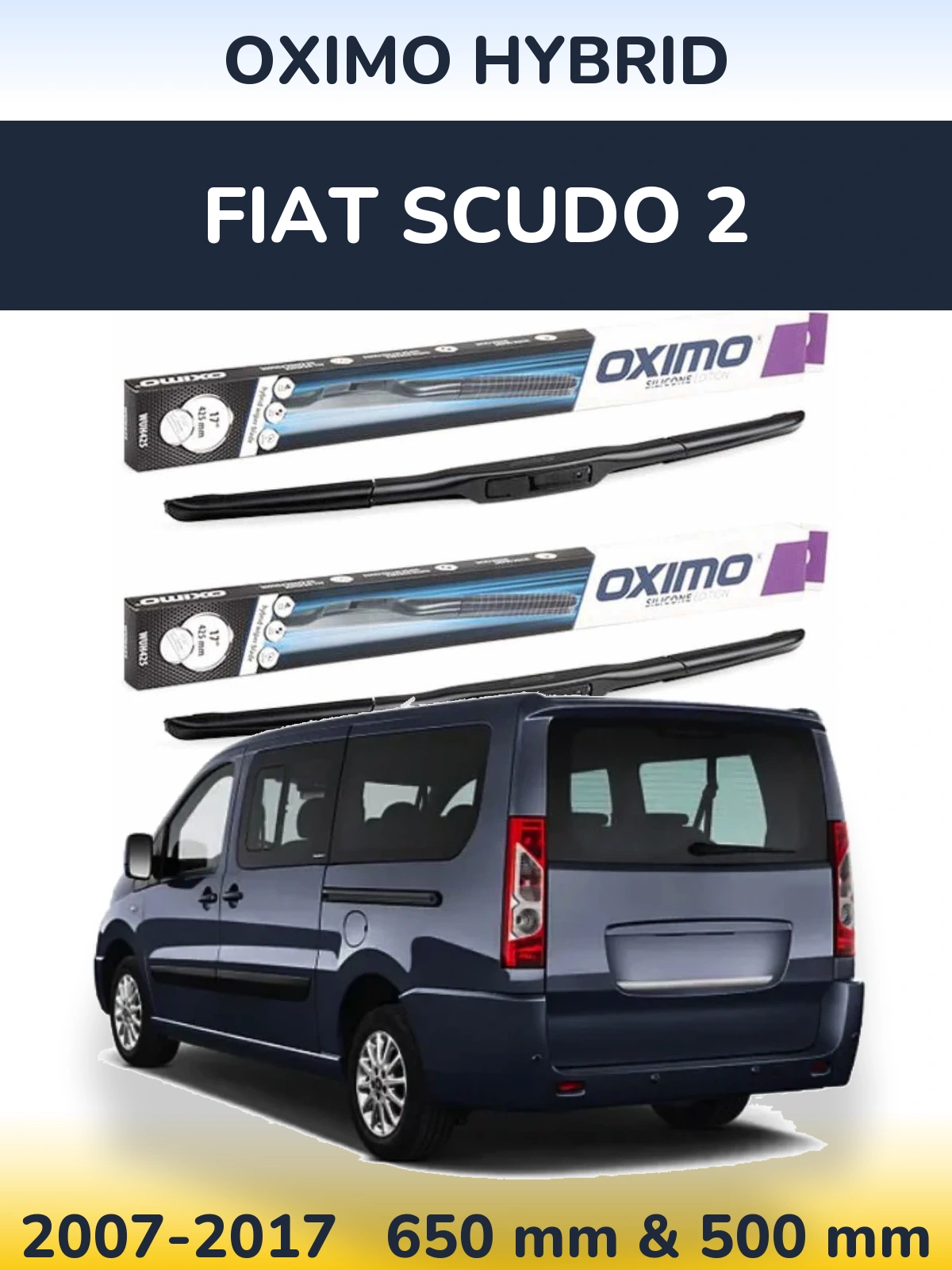 Komplet przednich wycieraczek Oximo Hybrid 650 & 500 mm do Fiat Scudo 2 2007-2017