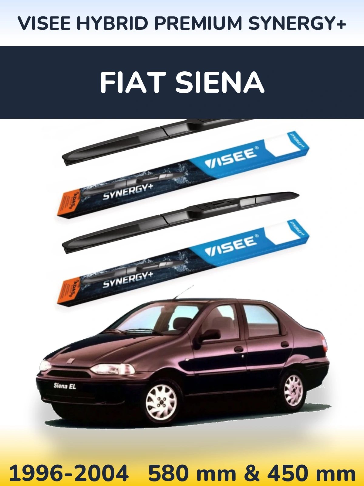 Комплект передних дворников VISEE HYBRID PREMIUM SYNERGY+ 580 & 450 мм для Fiat Siena 1996-2004