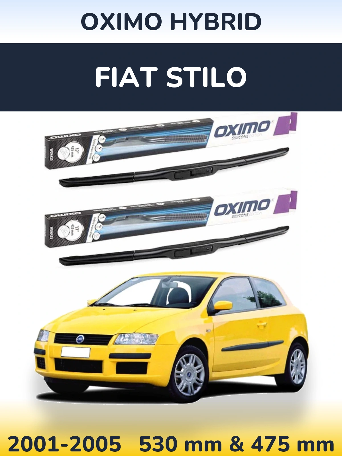 Komplet przednich wycieraczek Oximo Hybrid 530 & 475 mm do Fiat Stilo 2001-2005