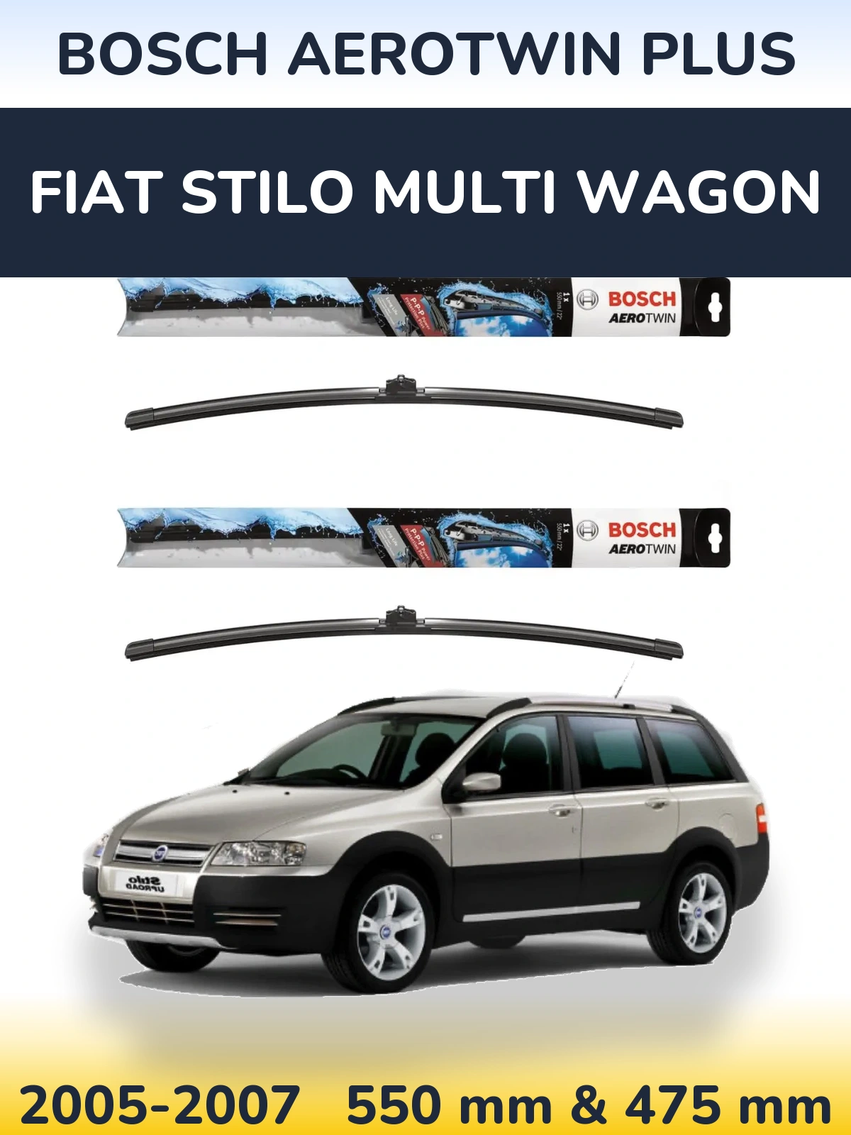 Комплект передних дворников BOSCH AeroTwin Plus 550 & 475 мм для Fiat Stilo Multi Wagon 2005-2007