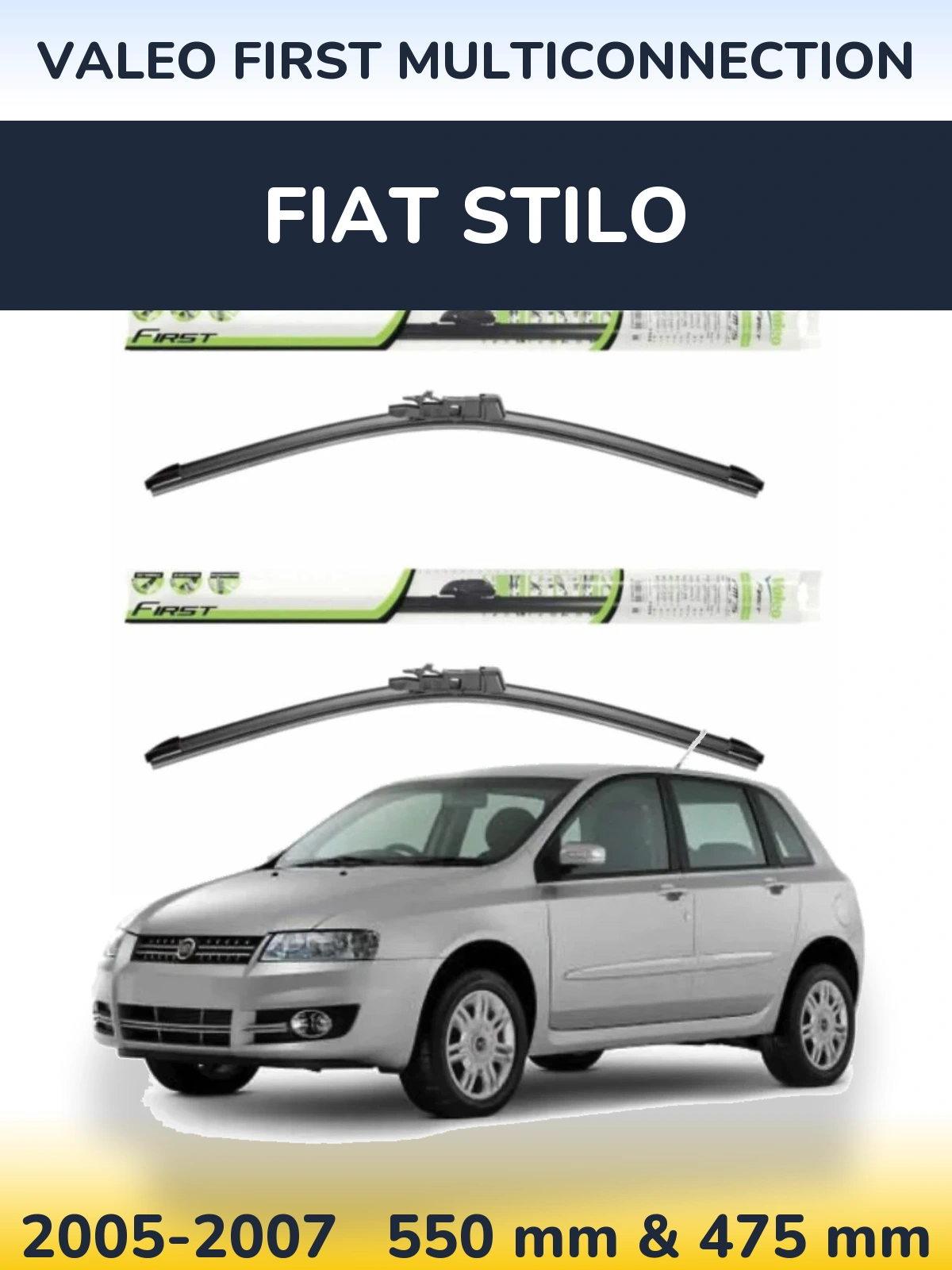 Комплект передніх щіток Valeo First MultiConnection 550 & 475 мм для Fiat Stilo 2005-2007
