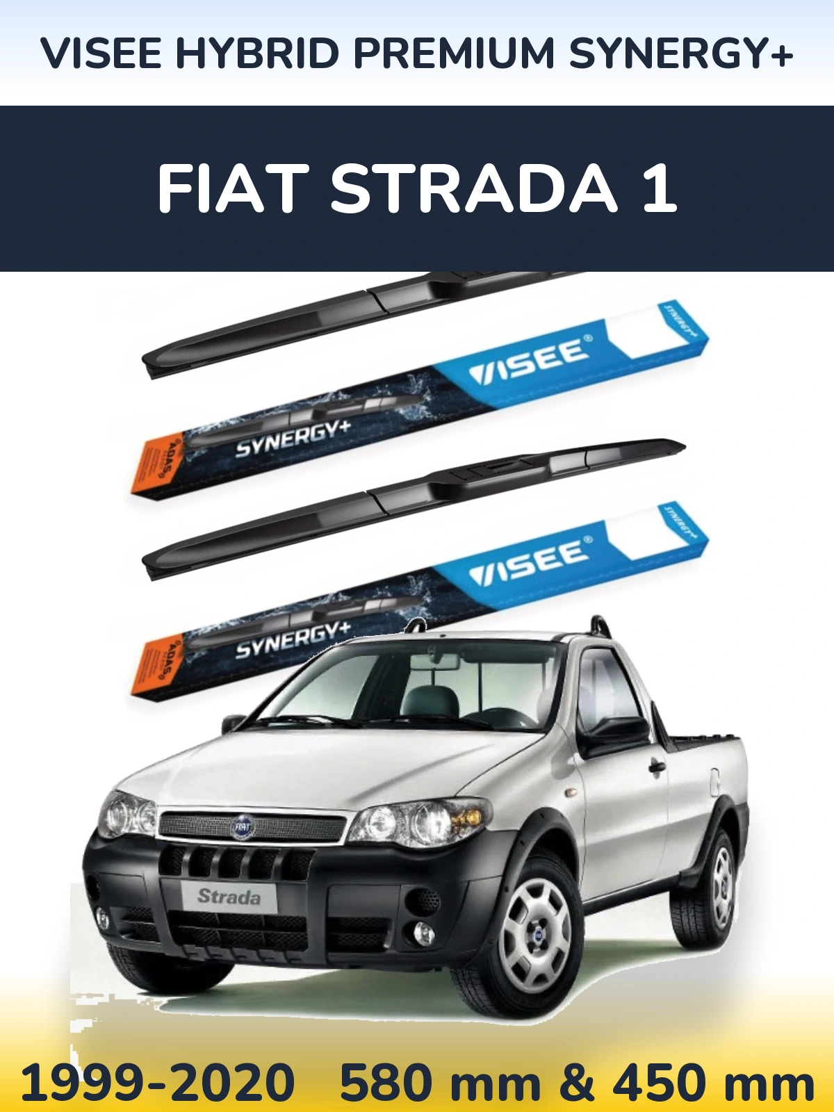 Komplet przednich wycieraczek VISEE HYBRID PREMIUM SYNERGY+ 580 & 450 mm do Fiat Strada 1 1999-2020