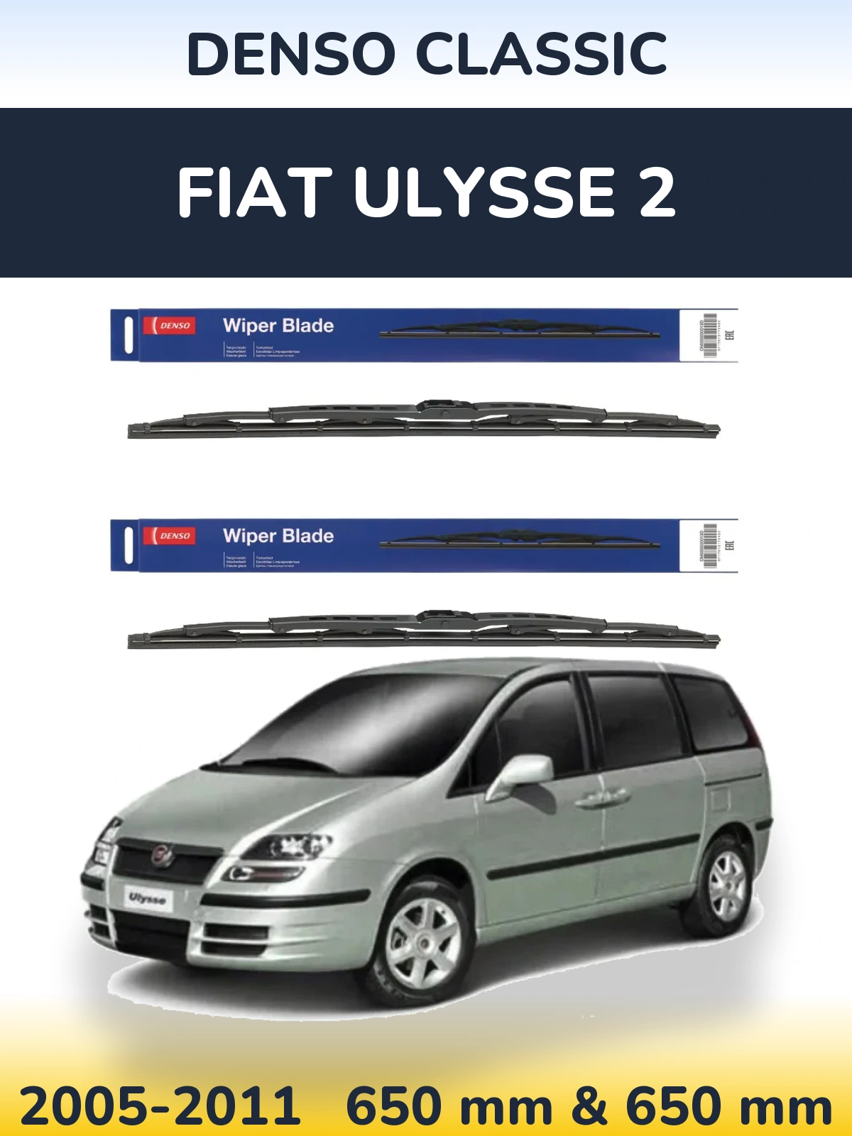 Komplet przednich wycieraczek Denso Classic 650 & 650 mm do Fiat Ulysse 2 2005-2011