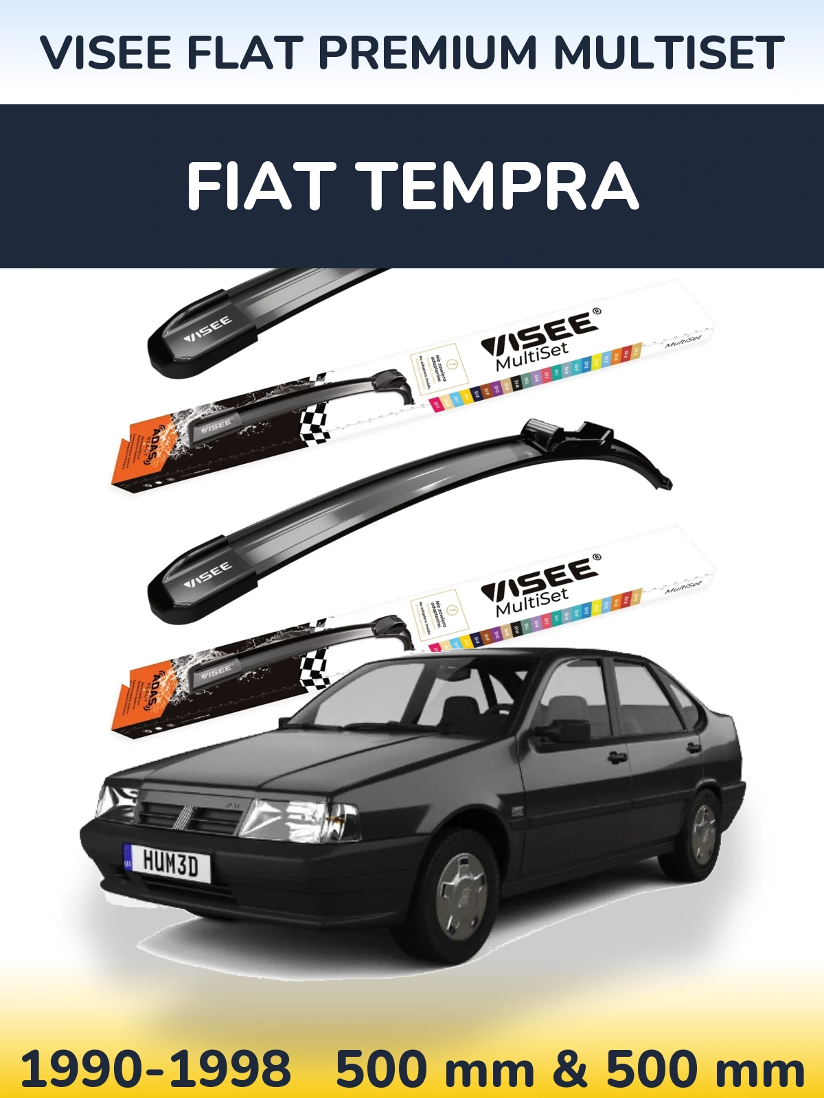 Комплект передніх щіток VISEE FLAT PREMIUM MultiSet 500 & 500 мм для Fiat Tempra 1990-1998
