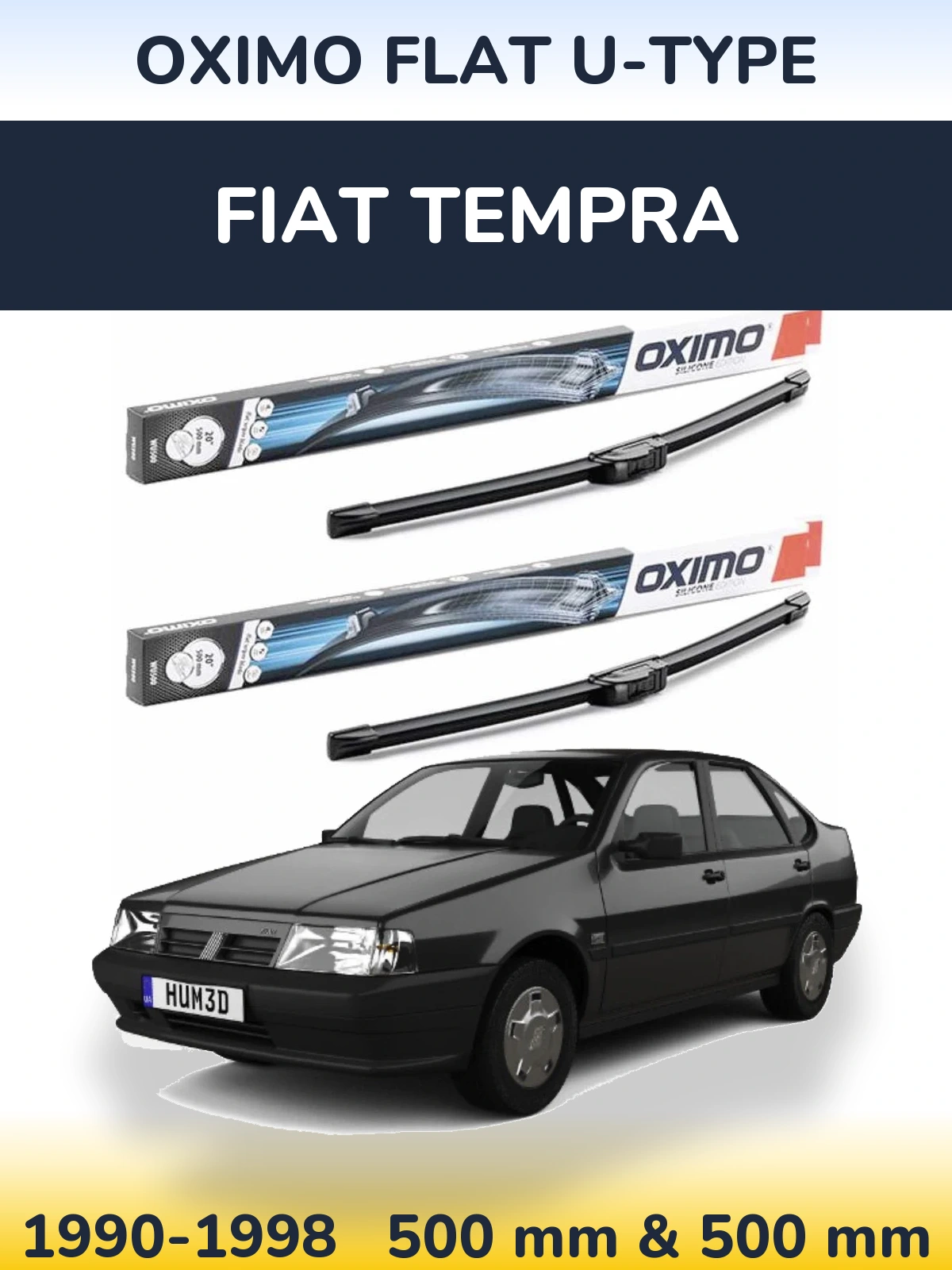 Комплект передних дворников Oximo Flat U-type 500 & 500 мм для Fiat Tempra 1990-1998