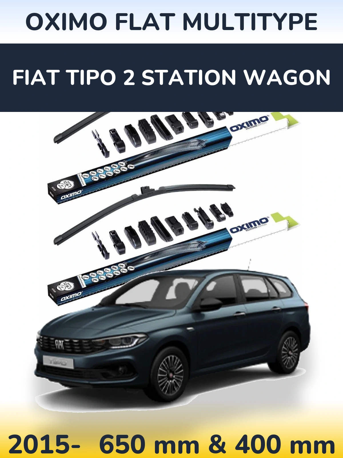 Комплект передніх щіток Oximo Flat MultiТипe 650 & 400 мм для Fiat Tipo 2 Station Wagon 2015-2026