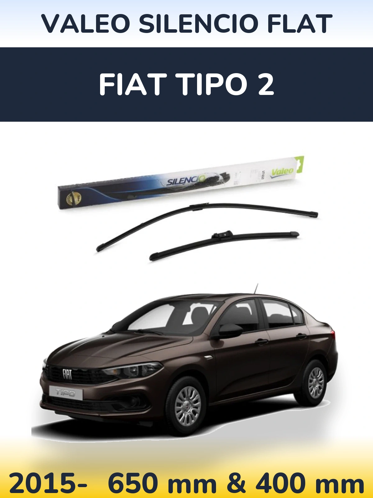 Комплект передних дворников Valeo Silencio Flat 650 & 400 мм для Fiat Tipo 2 2015-2026