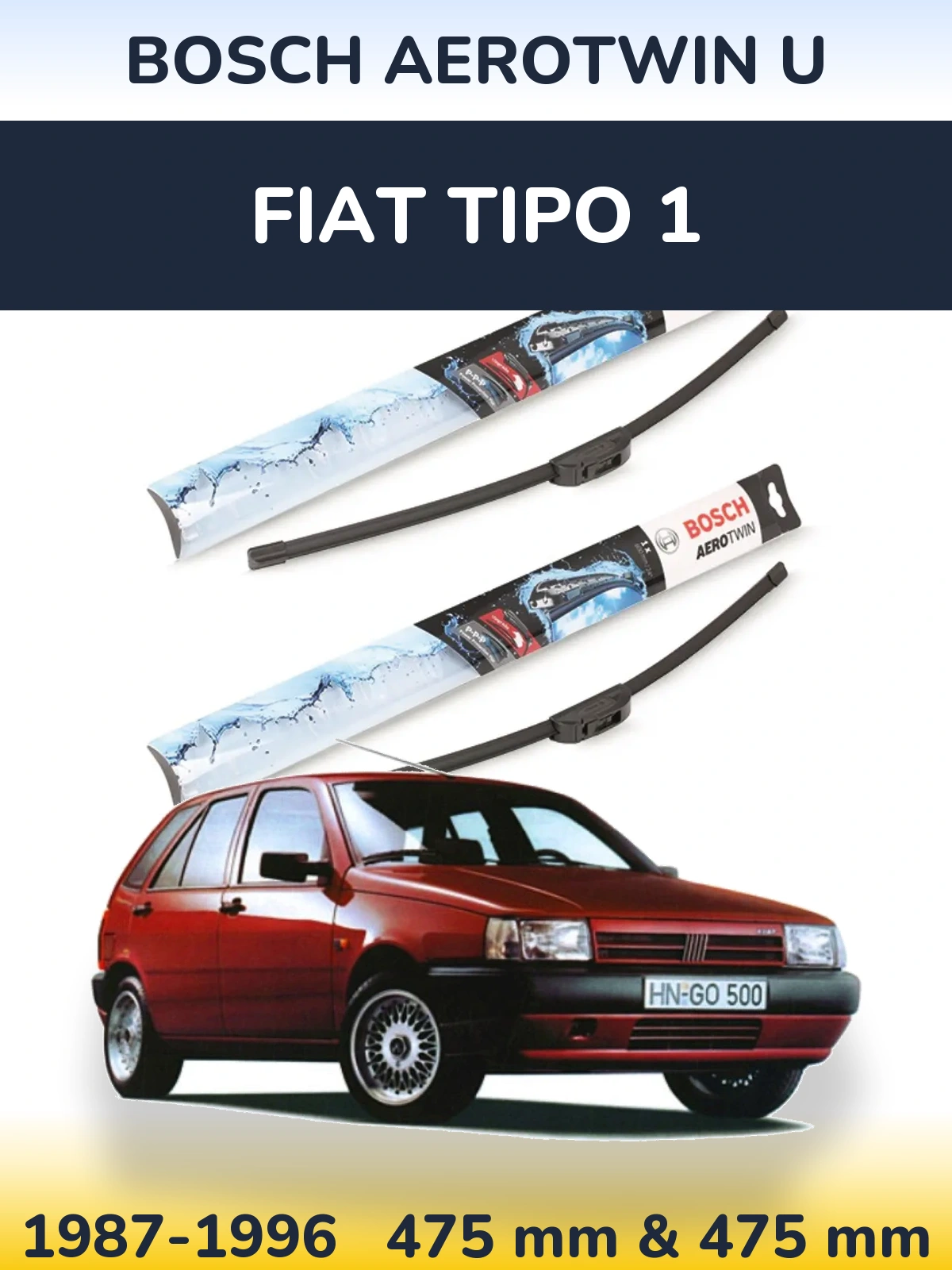 Komplet przednich wycieraczek BOSCH AeroTwin U 475 & 475 mm do Fiat Tipo 1 1987-1996