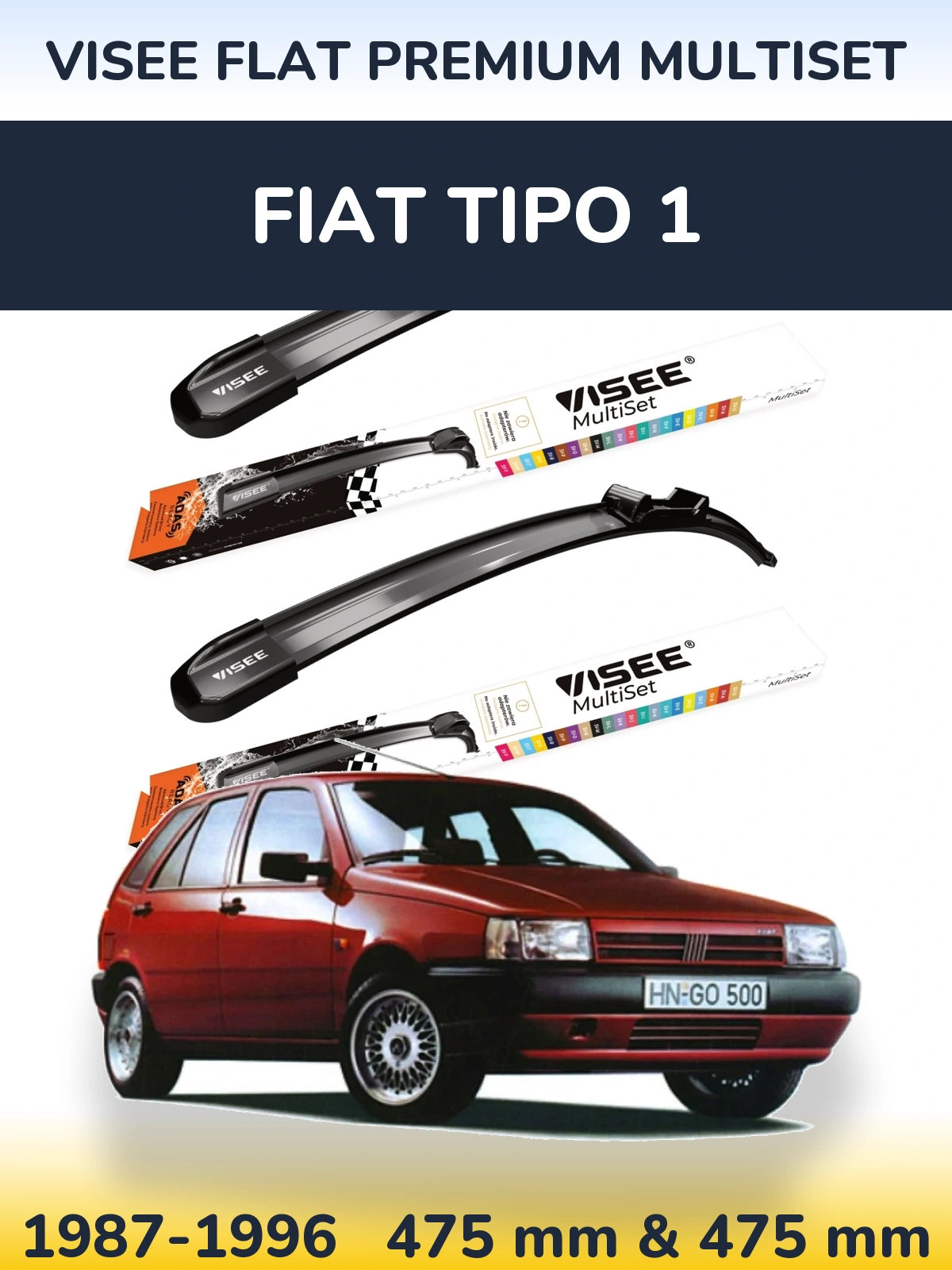 Комплект передних дворников VISEE FLAT PREMIUM MultiSet 475 & 475 мм для Fiat Tipo 1 1987-1996