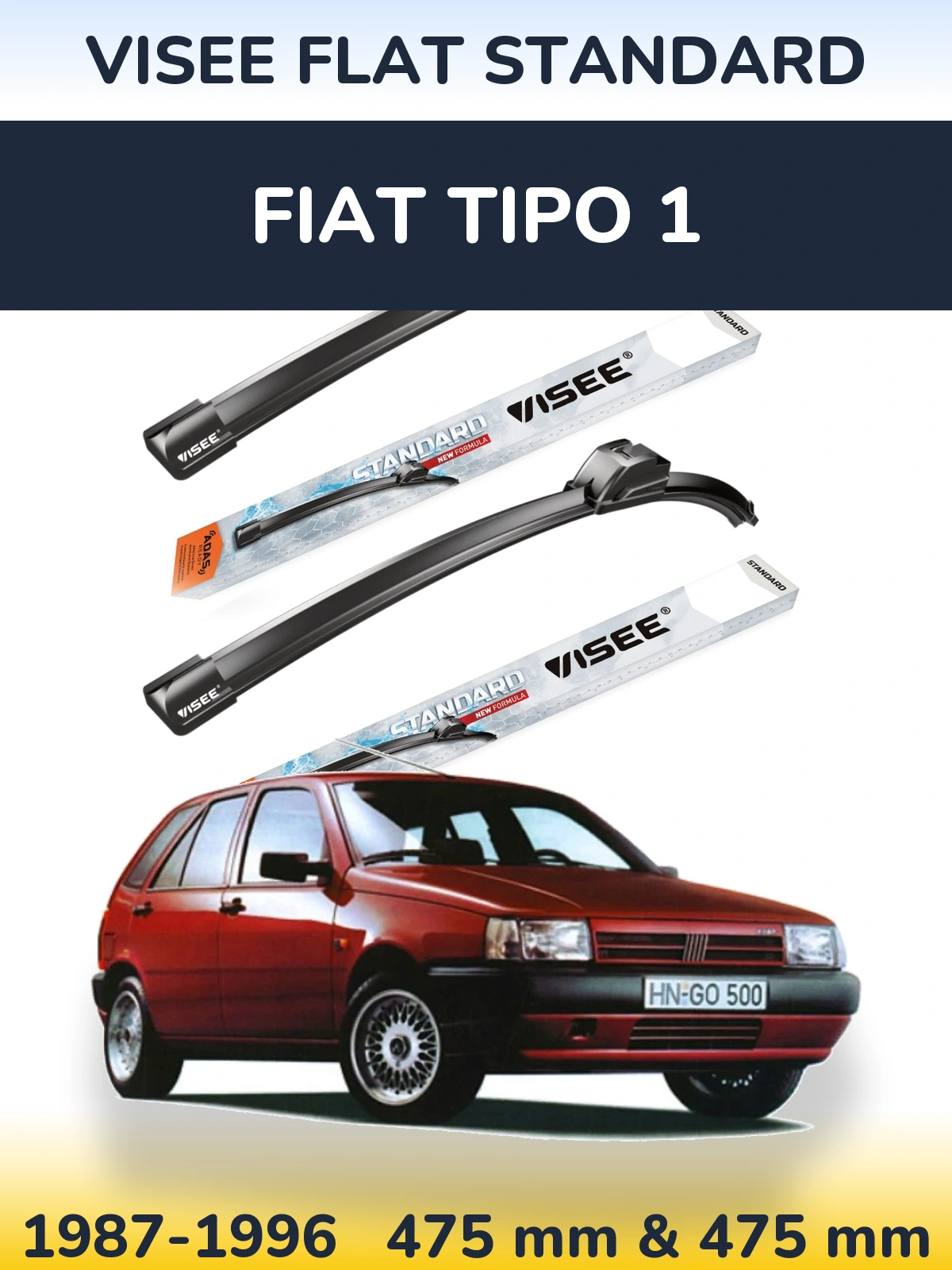 Комплект передних дворников VISEE FLAT STANDARD 475 & 475 мм для Fiat Tipo 1 1987-1996