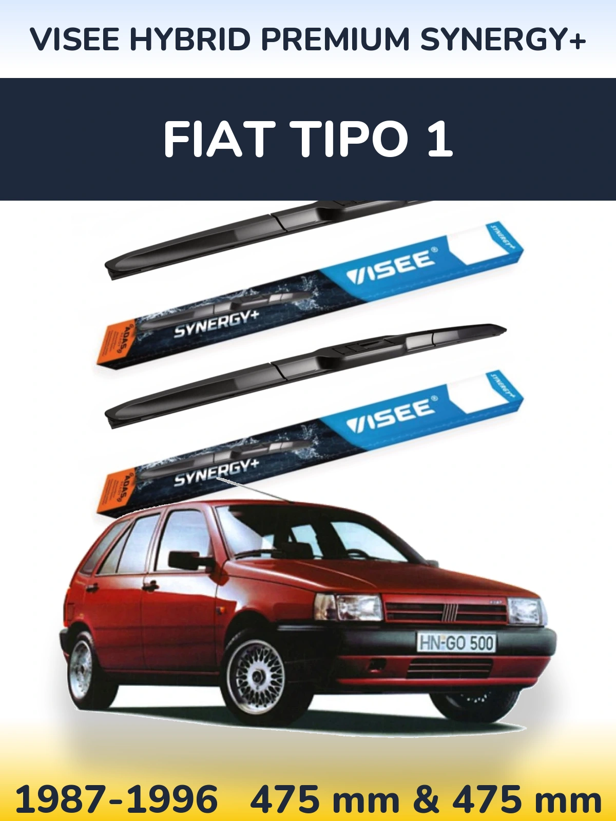 Komplet przednich wycieraczek VISEE HYBRID PREMIUM SYNERGY+ 475 & 475 mm do Fiat Tipo 1 1987-1996