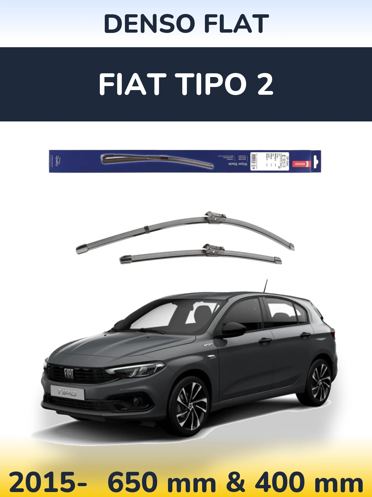 Комплект передних дворников Denso Flat 650 & 400 мм для Fiat Tipo 2 2015-2026