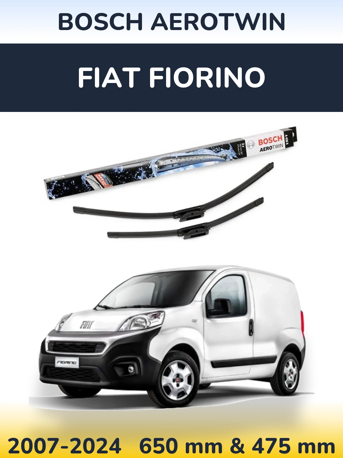Komplet przednich wycieraczek BOSCH AeroTwin 650 & 475 mm do Fiat Fiorino 2007-2024