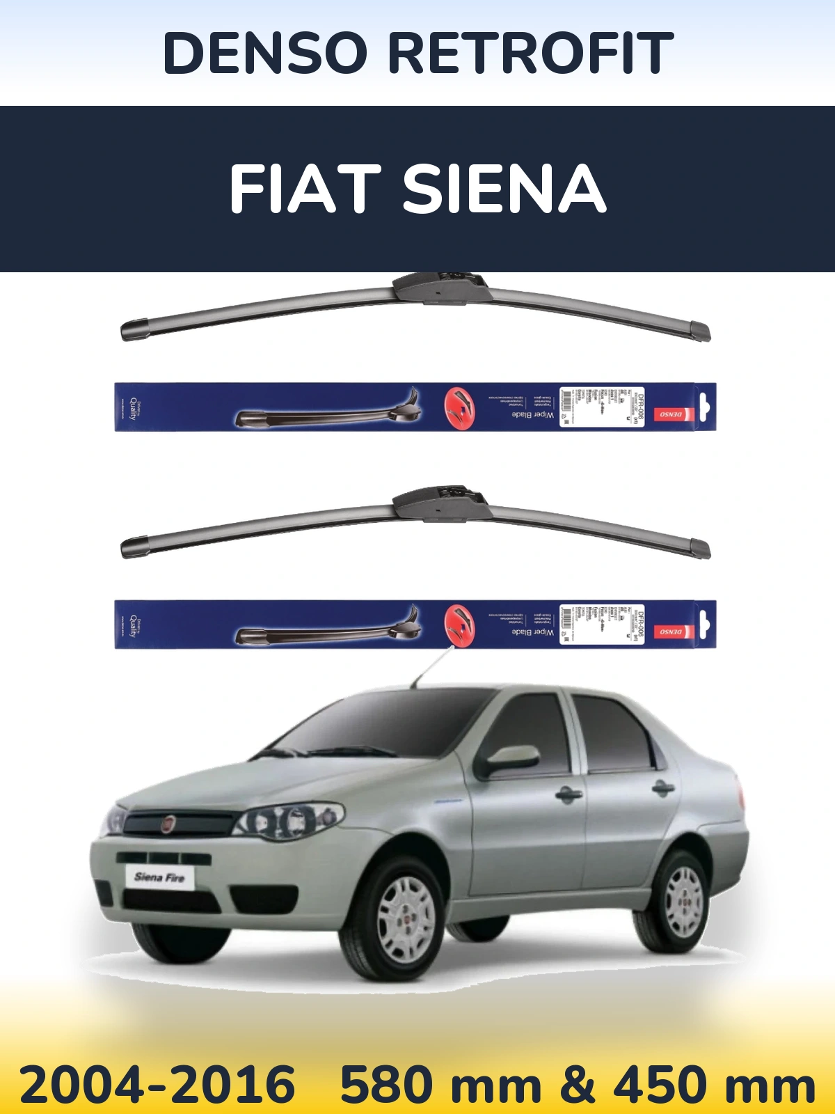 Комплект передніх щіток Denso Retrofit 580 & 450 мм для Fiat Siena 2004-2016