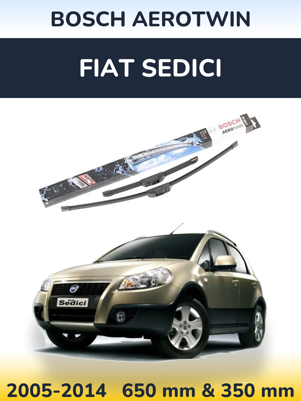 Комплект передніх щіток BOSCH AeroTwin 650 & 350 мм для Fiat Sedici 2005-2014