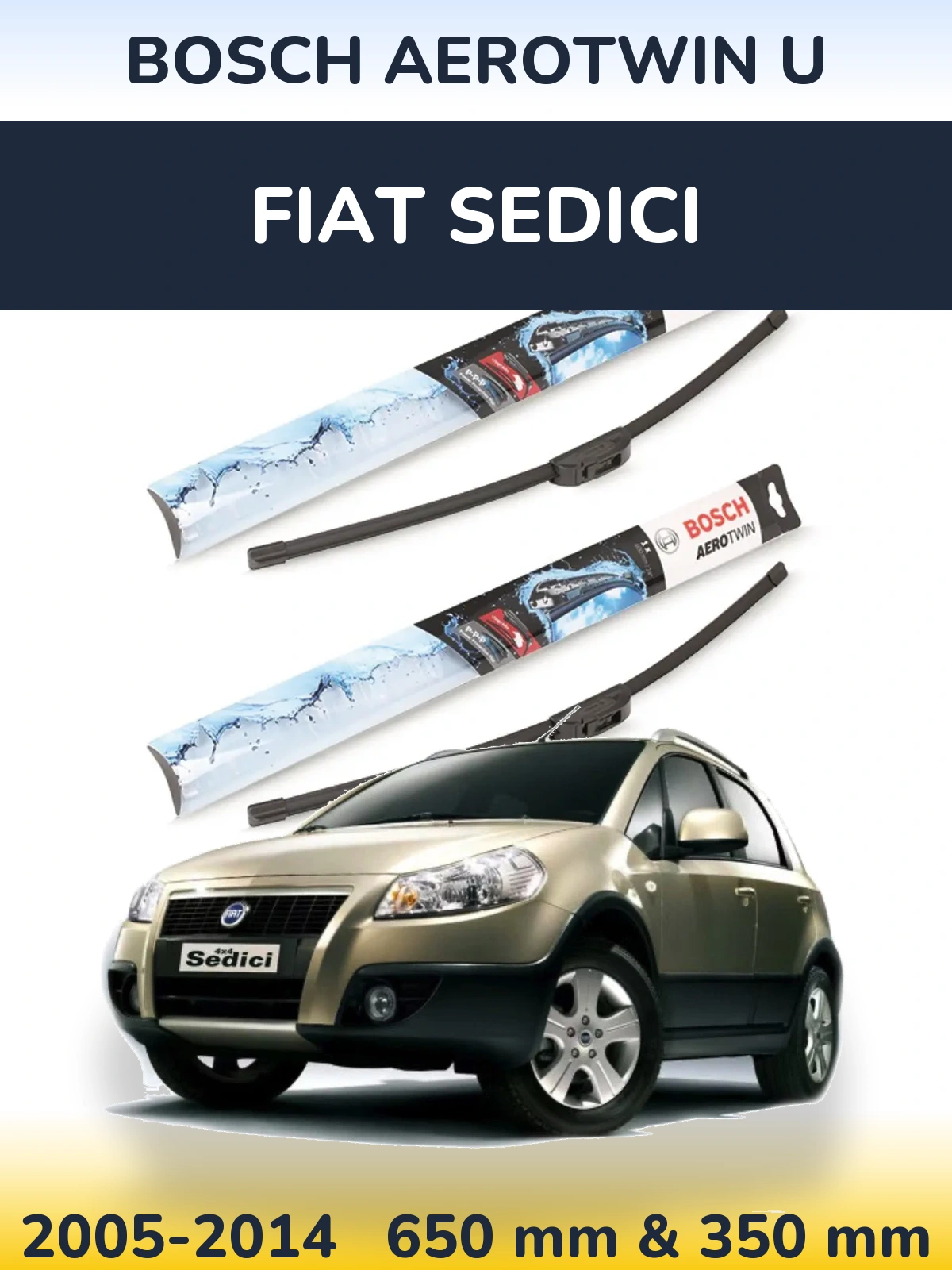 Комплект передніх щіток BOSCH AeroTwin U 650 & 350 мм для Fiat Sedici 2005-2014
