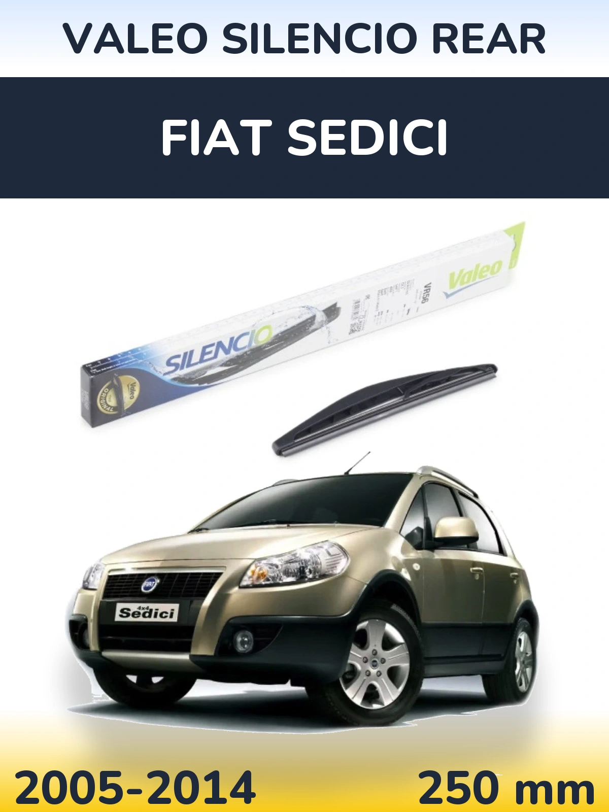 Rear wiper blade Valeo Silencio Rear 240 mm for Fiat Sedici 2005-2014