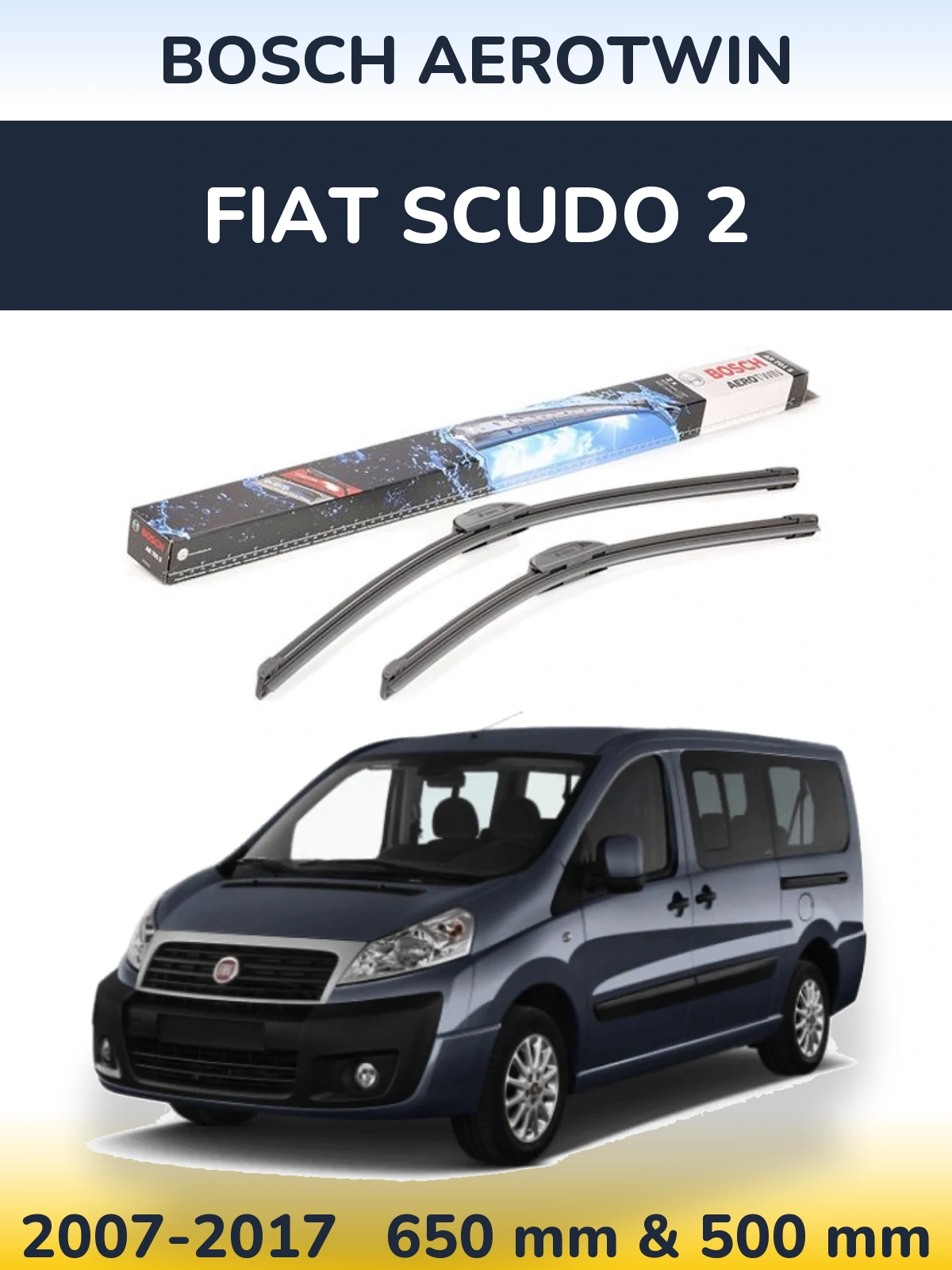 Комплект передніх щіток BOSCH AeroTwin 650 & 500 мм для Fiat Scudo 2 2007-2017
