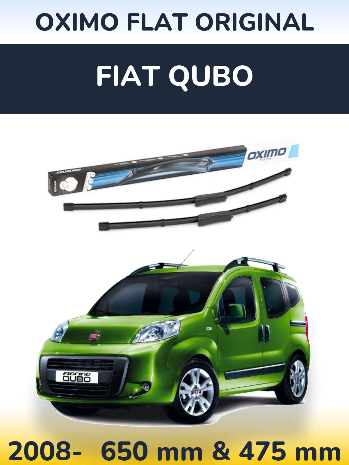 Komplet przednich wycieraczek Oximo Flat Original 650 & 475 mm do Fiat Qubo 2008-2026