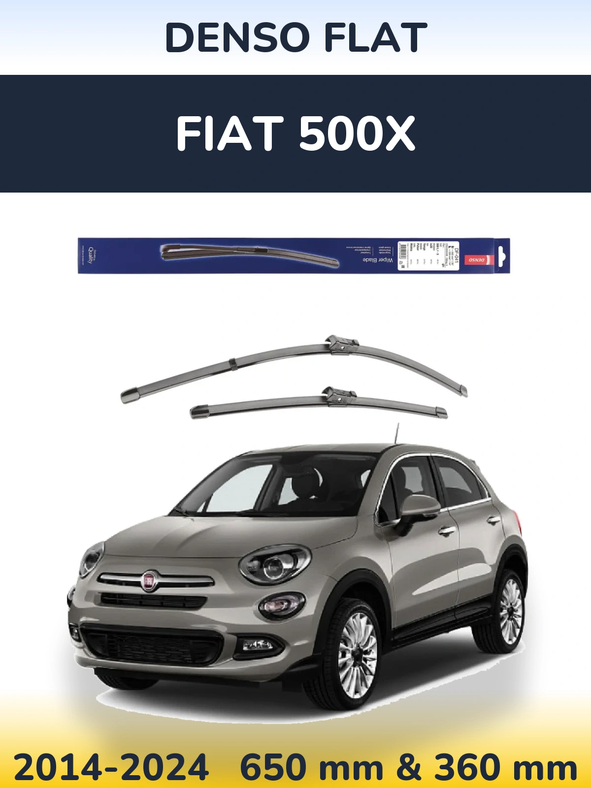 Комплект передних дворников Denso Flat 650 & 360 мм для Fiat 500X 2014-2024