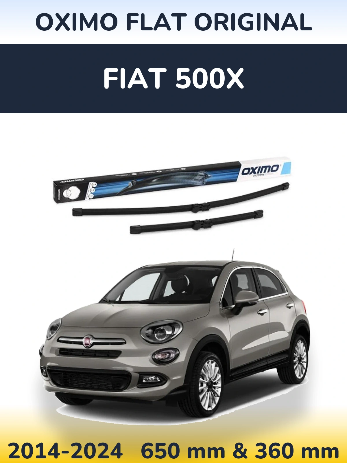 Komplet przednich wycieraczek Oximo Flat Original 650 & 350 mm do Fiat 500X 2014-2024