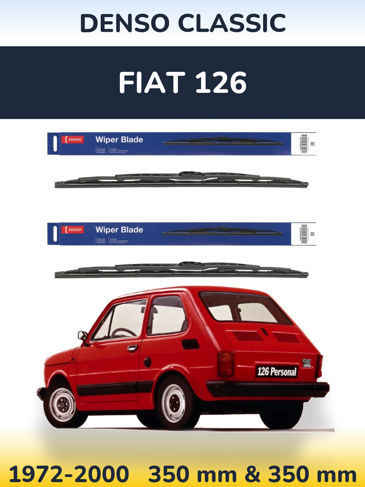 Комплект передніх щіток Denso Classic 350 & 350 мм для Fiat 126 1972-2000
