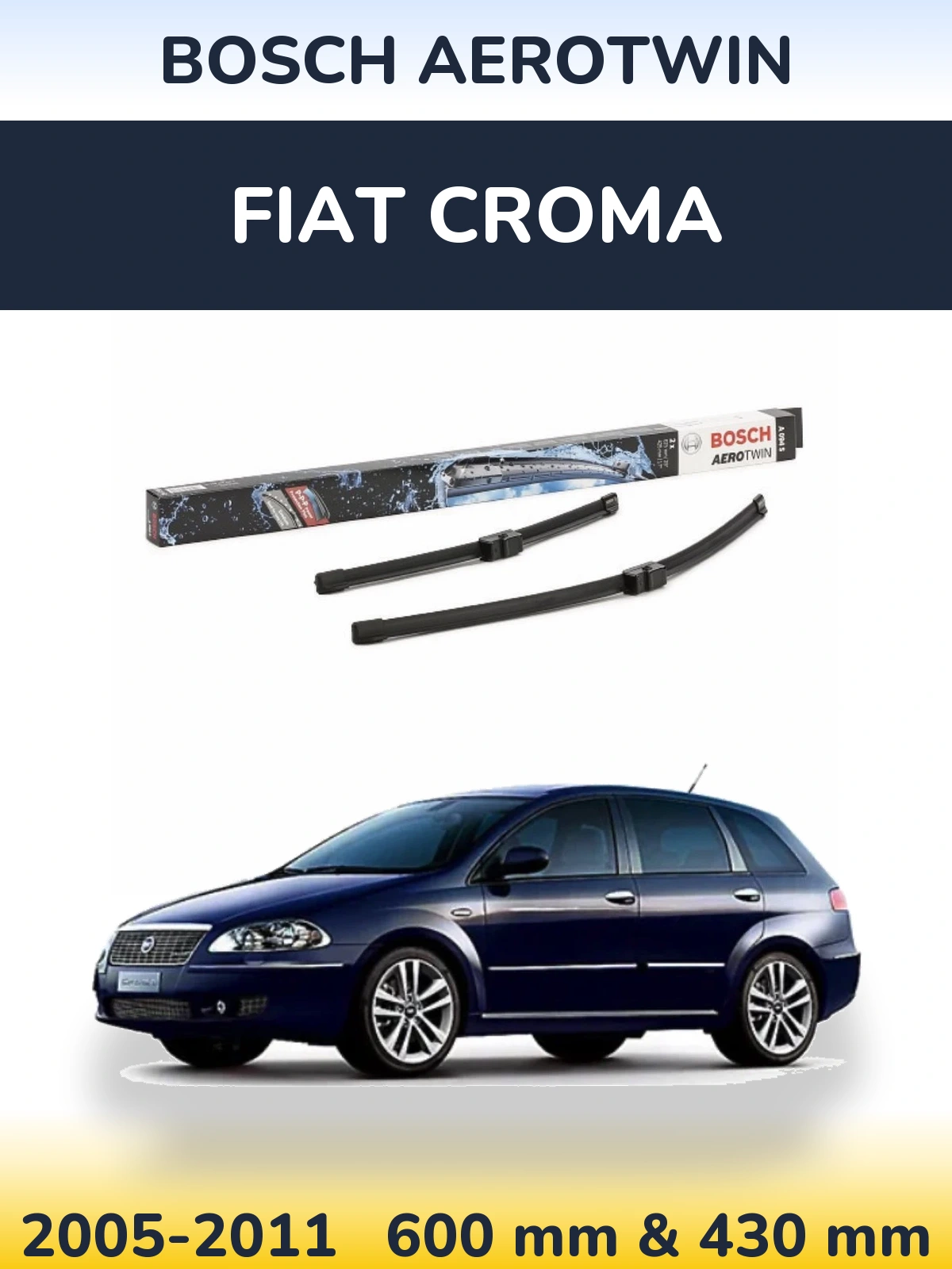 Комплект передніх щіток BOSCH AeroTwin 625 & 425 мм для Fiat Croma 2005-2011
