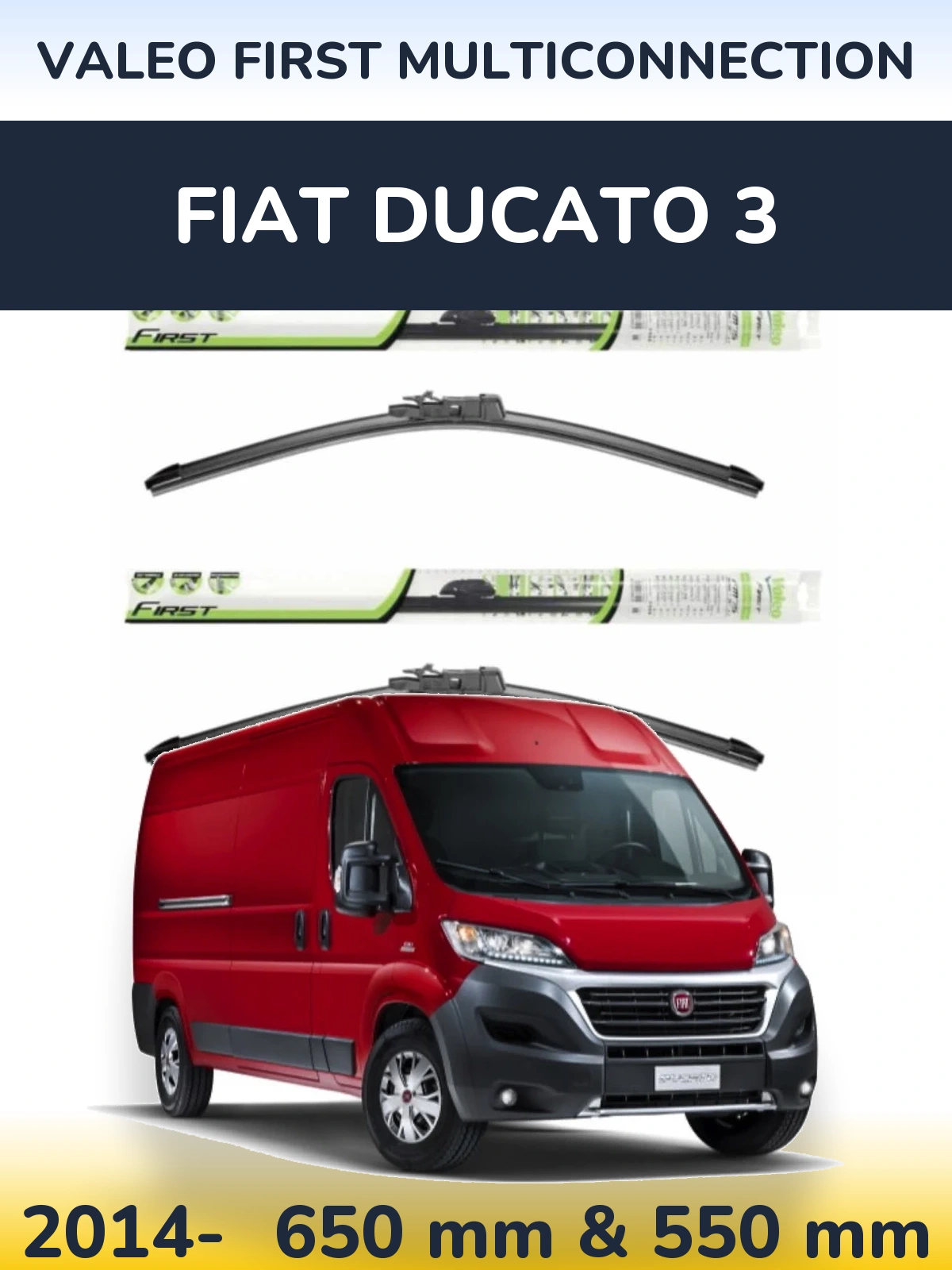 Komplet przednich wycieraczek Valeo First MultiConnection 650 & 550 mm do Fiat Ducato 3 2014-2026