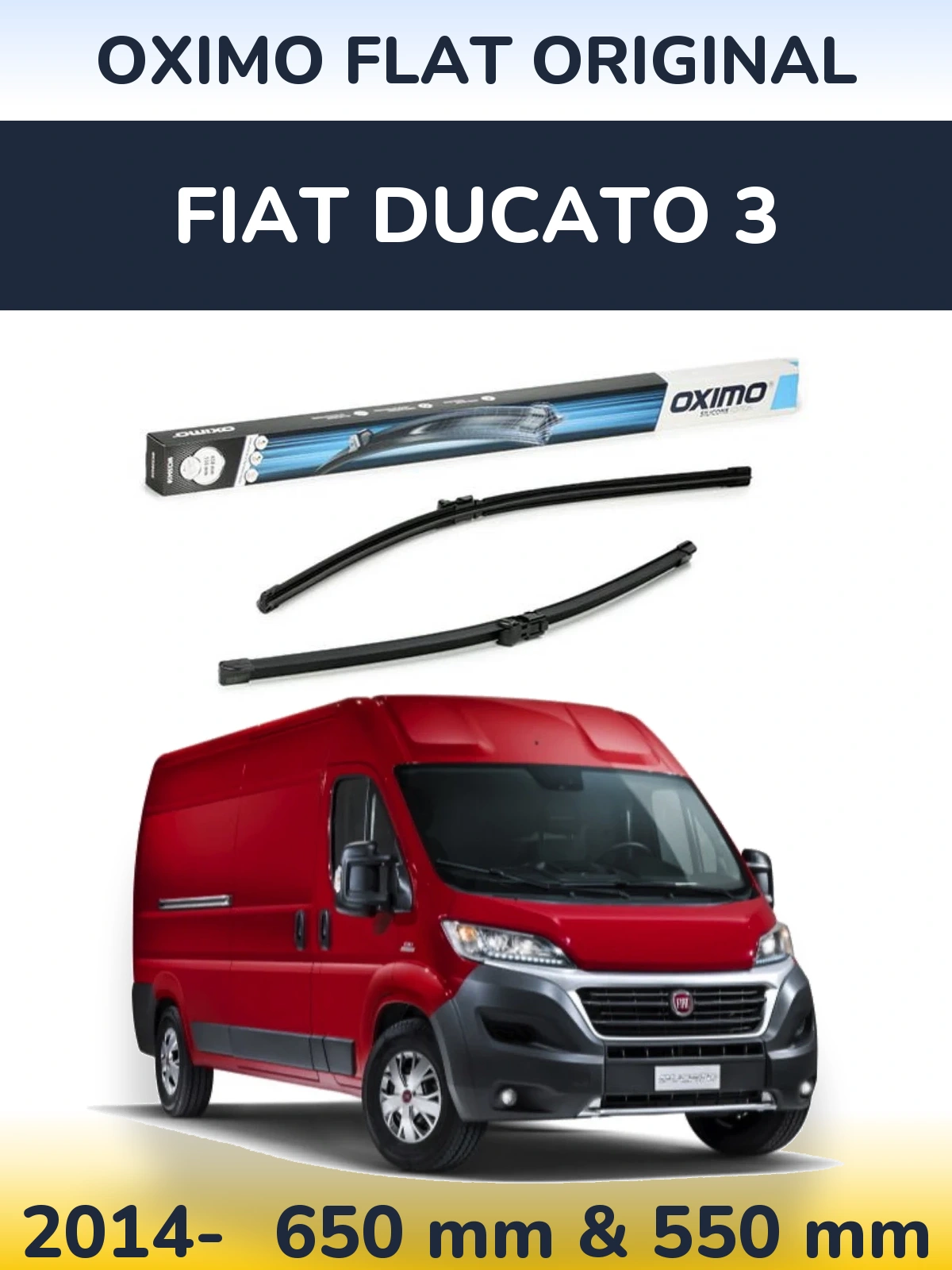 Комплект передних дворников Oximo Flat Original 650 & 550 мм для Fiat Ducato 3 2014-2026